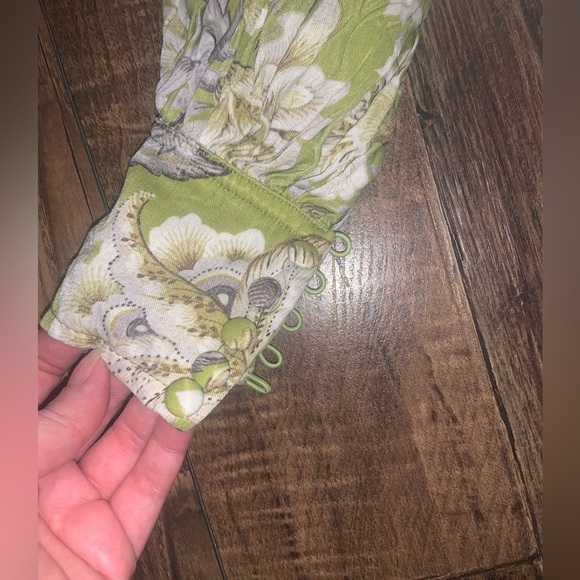 ASOS EDITION BUTTON FRONT MIDI DRESS GREEN  FLORAL PRINT boho fall formal $160 - Picture 6 of 11